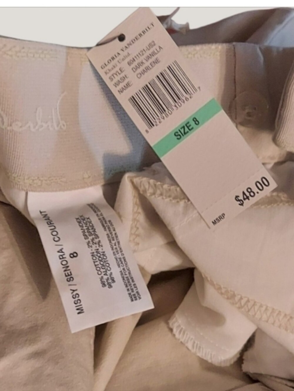 NWT Gloria Vanderbilt Dark Vanilla Charlene Capri ~sz 8 - Picture 6 of 6